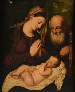 Christ Child With Mary And Joseph by Bonifazio Pasini