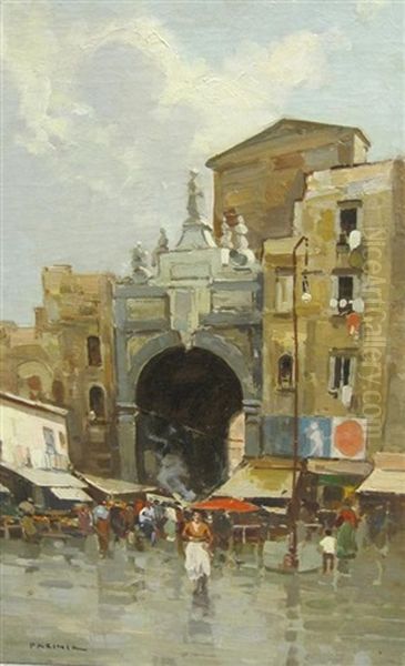 An Italian Street Scene With Figures - view 1