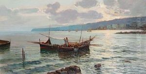 View Of The Bay Of Naples (+ View Of The Bay Of Naples; Pair) by Lazzaro Pasini