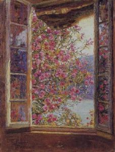 Blomstrende Roser Ved Et Vindue by Lazzaro Pasini