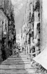Italian Street Scene by Lazzaro Pasini