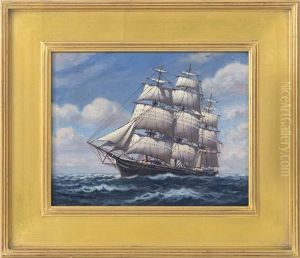 An American Ship At Sea by William Frederick Paskell