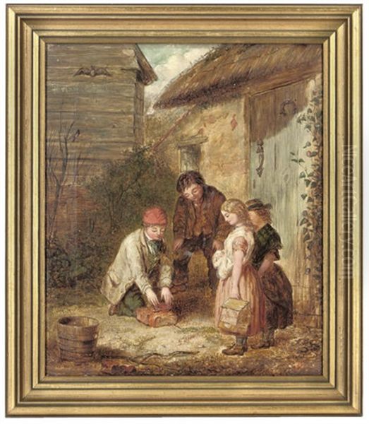 Children Playing Beside A Cottage - view 1