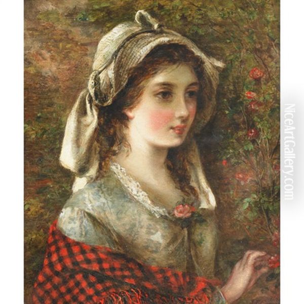 Young Girl In A Rose Garden - view 1