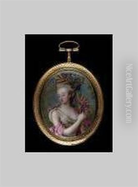 Maria Therese De Savoie, Comtesse D'artois, As Flora, Wearing Loose White Robes And Pink Shawl, Her Powdered Hair Dressed With Ears Of Corn And Blue Flowers, Holds Posy In Her Hand - view 1