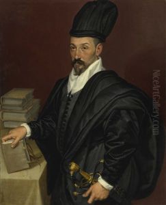 Portrait Of Lope Varona Di Villanahue Of Burgos, Half Length With A Book In His Right Hand Portrait Of Lope Varona Di Villanahue Of Burgos, Half Length With A Book In His Right Hand