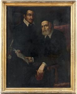 Portrait D'un Ecclesiastique Et De Son Secretaire by Bartolomeo Passarotti