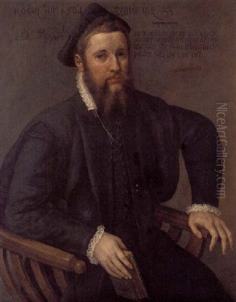 Portrait Of A Jewish Scholar In Black Robes And A Black Hat, A Book In His Hand - view 1