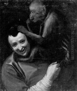Le Jeune Garcon Et Le Singe by Bartolomeo Passarotti