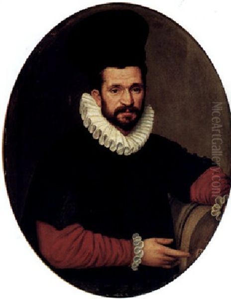 Portrait Of A Man In A White Ruff Collar, Wearing An Elaborate Black Hat - view 1