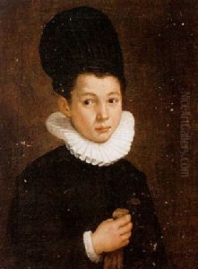 Portrait Of A Boy In A Hat Holding His Gloves by Bartolomeo Passarotti