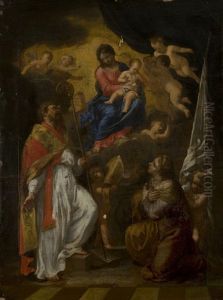 Madonna In Gloria Con Bambino, Sant"agostino E Sant"orsola (madonna With The Child, Saint Augustine And Saint Ursula) by Giuseppe Passeri