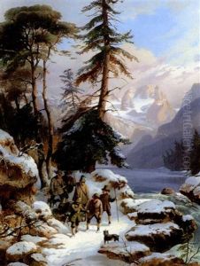 Jager Am Gosausee by Johann Nepomuk Passini