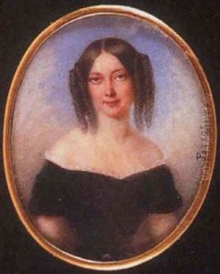 A Lady, Called Madame De Sainte Marie, In Black Dress With White Lace Neckline, Her Brown Hair In Ringlets