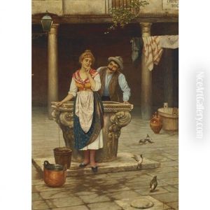 Flirtation By The Fountain