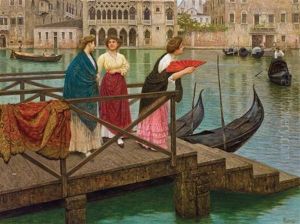 Waiting For The Gondola, Venice (ca D'oro (house Of Gold) On The Grand Canal, Venice) by Luigi Pastega