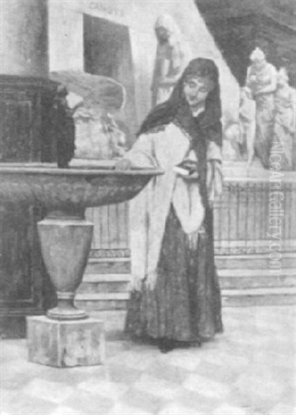 Woman By A Fountain - view 1