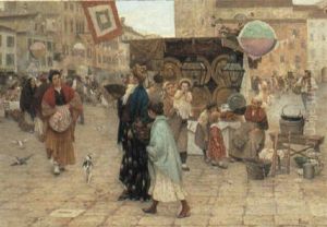 A Busy Piazza by Luigi Pastega