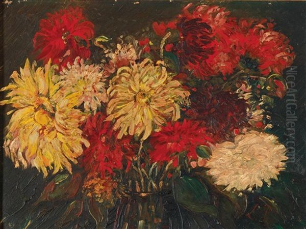 Chrysanthemums In A Vase - view 1