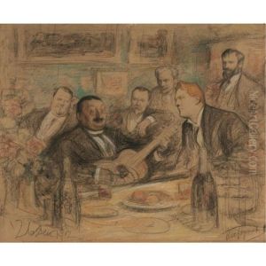 At K.a. Korovin's Old Time Songs: Chaliapin And The Artists by Leonid Ossipovich Pasternak