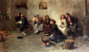 A Family Scene In An Interior by Luca Pastiglione