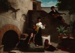 Rendevouz Am Brunnen Im Innenhof by Giuseppe Pastina