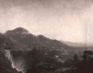 Travellers On The Road To Tivoli by Giuseppe Pastina