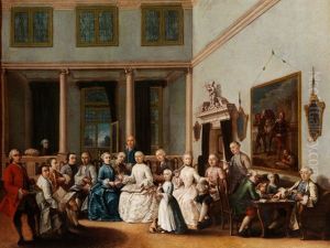 Gruppenportrait Der Theatertruppe Von Bagnoli Im Ballsaal Der Villa Widmann