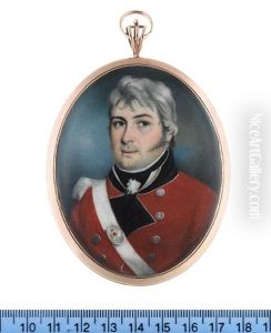 An Officer Of An Auxiliary Infantry, Wearing Red Coat With White Piping To The Black Facings And Standing Collar, Silver Buttons, White Epaulette, White Cross Belt With Oval Gilt-metal Belt Plate