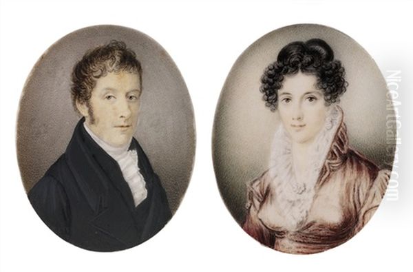 A Gentleman In Black Coat And Waistcoat (+ Young Lady In Pink Coat; 2 Works) - view 1