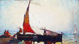 Les Barques De Peche A Cannes (pair) by Louis Pastour