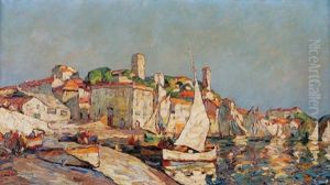 Cannes, Vue Du Port - Voile Blanche by Louis Pastour