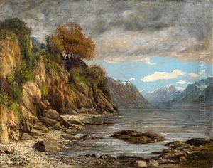 Paysage De Lac Leman Dans Les Alpes