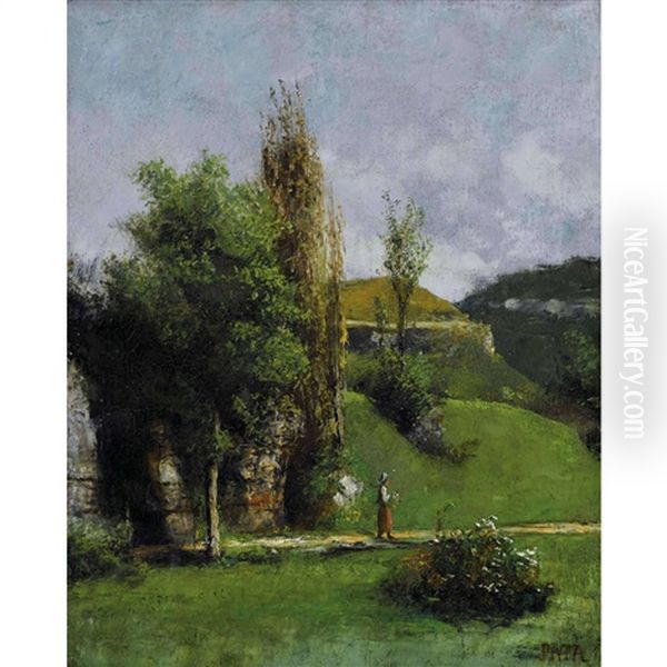 Sudliche Landschaft Mit Junger Frau - view 1
