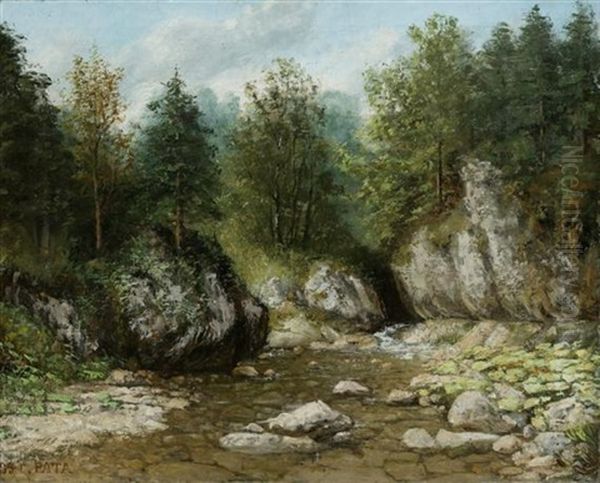 Flusslandschaft Mit Einem Wald Im Hintergrund - view 1