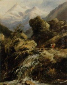 Kleiner Wasserfall Mit Holzsteg by Cherubino Pata