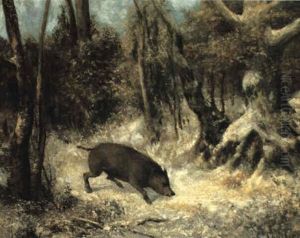 Wild Boar In The Snow by Cherubino Pata