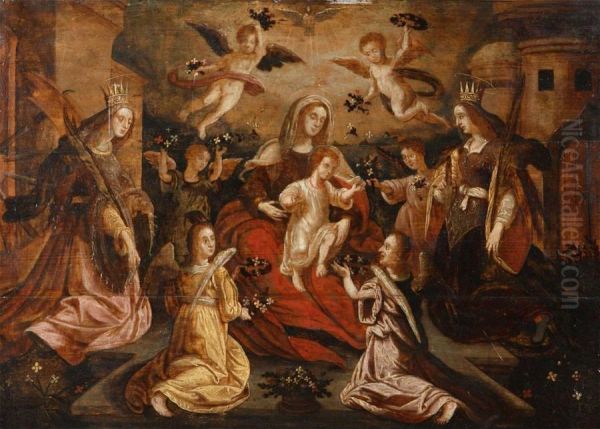 The Adoration Of Mary By Saint Catherine And Saint Barbara - view 1