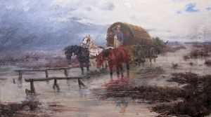 Peasant Wagon Crossing A Flooded Marsh