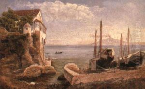 Boats Moored At Sorrento by Giuseppe Patania