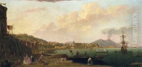 Naples, From Mergellina, With Vesuvius In The Distance - view 1