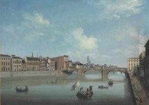 Florence: The Arno With The Ponte Santa Trinita And The Ponte Vecchio by Thomas Patch