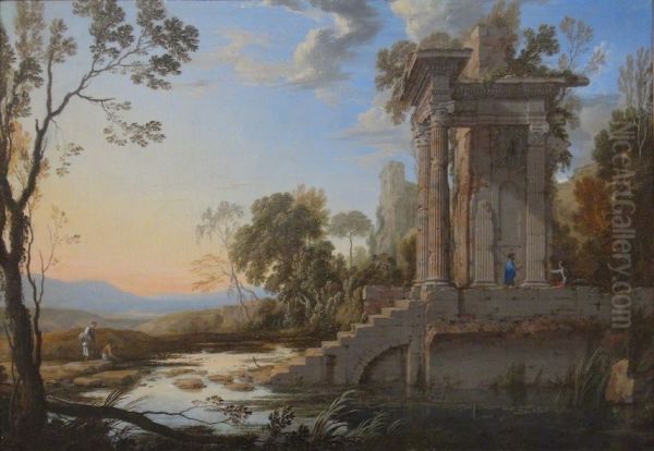 Paysage De Ruines Avec Un Grand Escalier - view 1