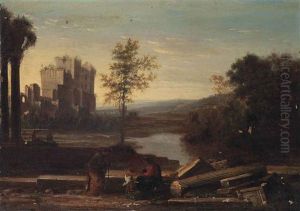 An Italianate Landscape With Classical Figures Amongst Ruins by Pierre Patel
