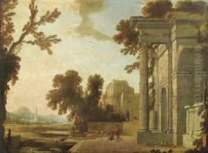 Landschaft Mit Hirten Und Herde Bei Einer Ruine Landschaft Mit Hirten Und Herde Bei Einer Ruine