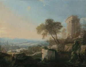 Paysage Classique Avec Un Patre Assis Sur Un Rocher Et Le Temple De Vesta