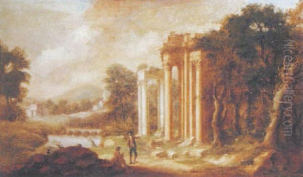 A Landscape With Gentlemen Inspecting Classical Ruins - view 1