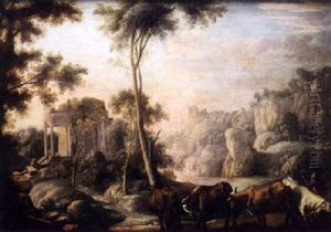 Paysage Avec Berger Et Troupeau by Pierre Antoine Patel