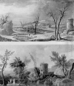 Bucherons Et Promeneurs Dans Un Paysage De Neige