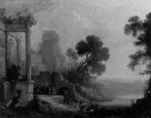 La Decouverte De Moise Dans Un Paysage De Ruines Antique by Pierre Antoine Patel